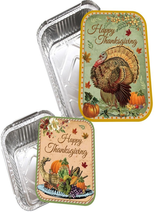 WorldBazaar Rustic Thanksgiving To Go Containers 24PCS Thanksgiving Aluminum Leftover Containers with Lids Fall Turkey Foil Pans Food Sacks Storage Harvest Party Supplies - Image 5